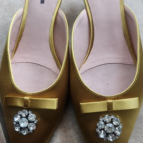 kate spade Darlene Gold Embellished Slip-On Mules with Crystal Brooch - Picture 3 of 11
